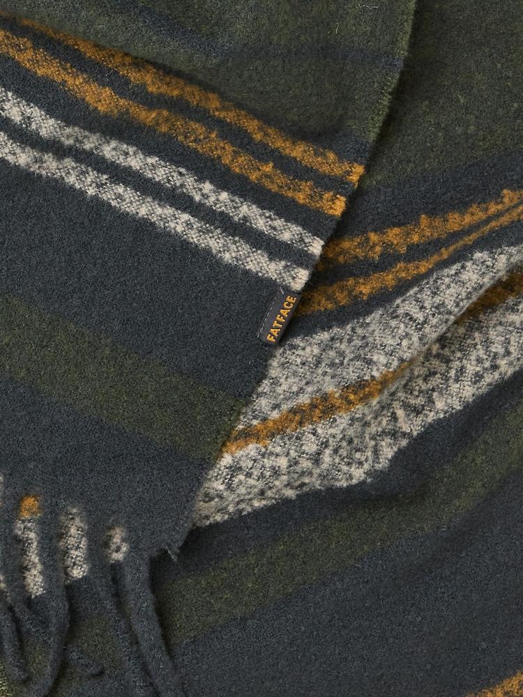 fat face Khaki Green Stripe Scarf