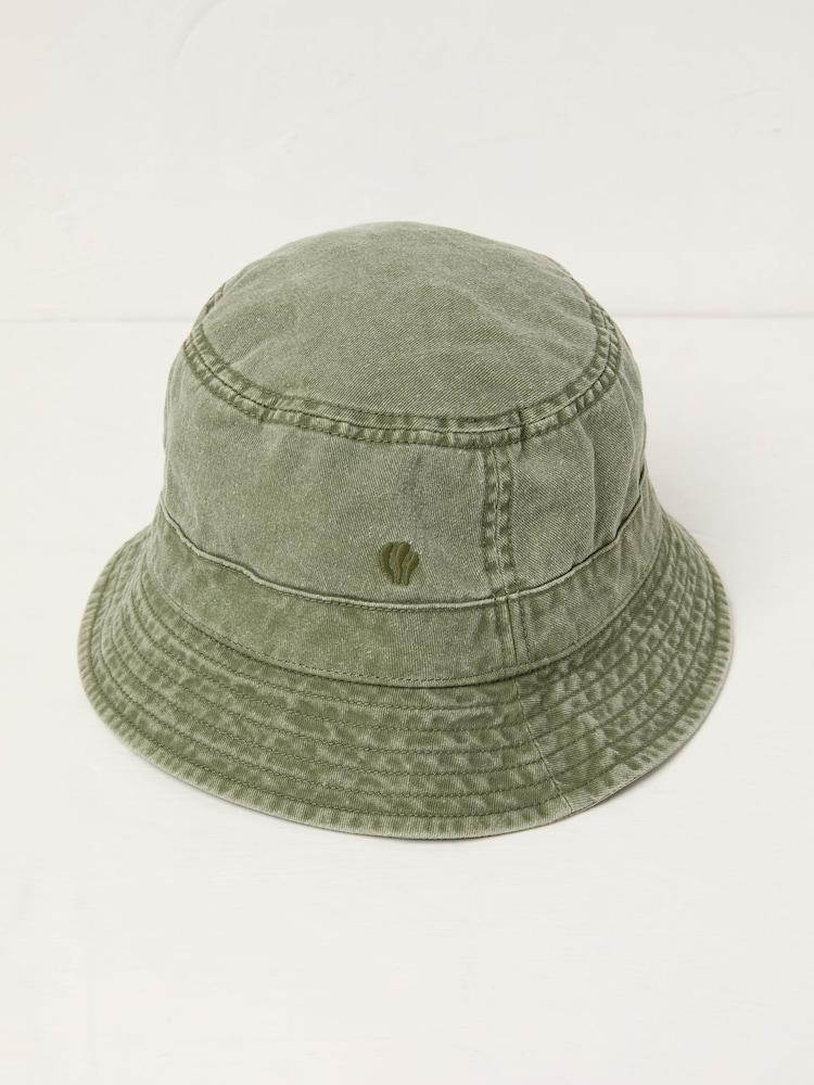 Fat Face Khaki Green Washed Bucket 100% Cotton Hat