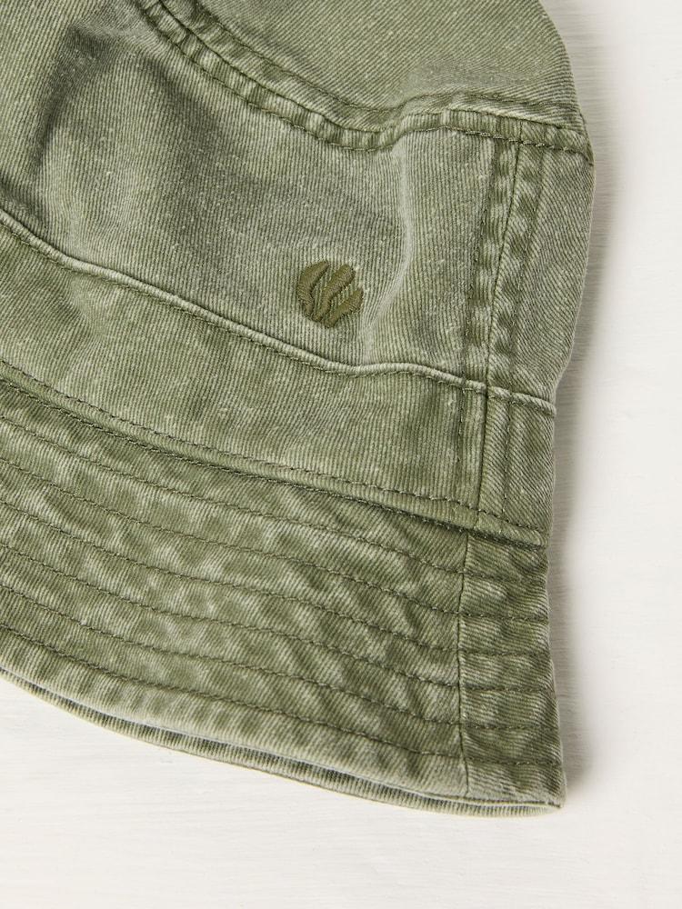 fat face Khaki Green Washed Bucket 100% Cotton Hat