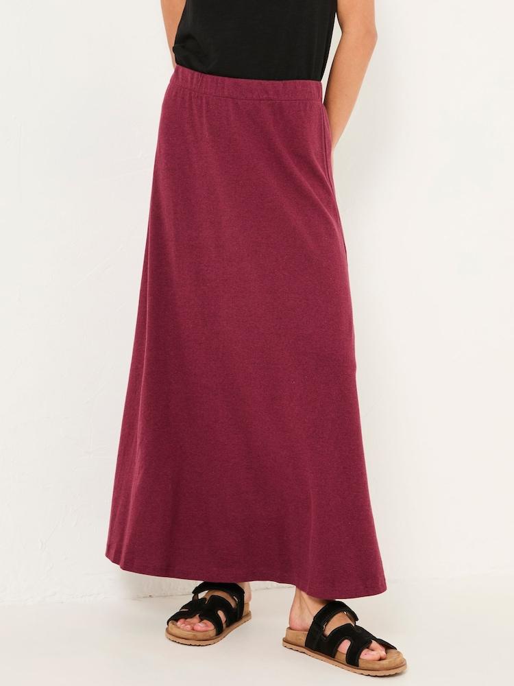 Fat Face Kitty Burgundy Red Jersey Midi Skirt