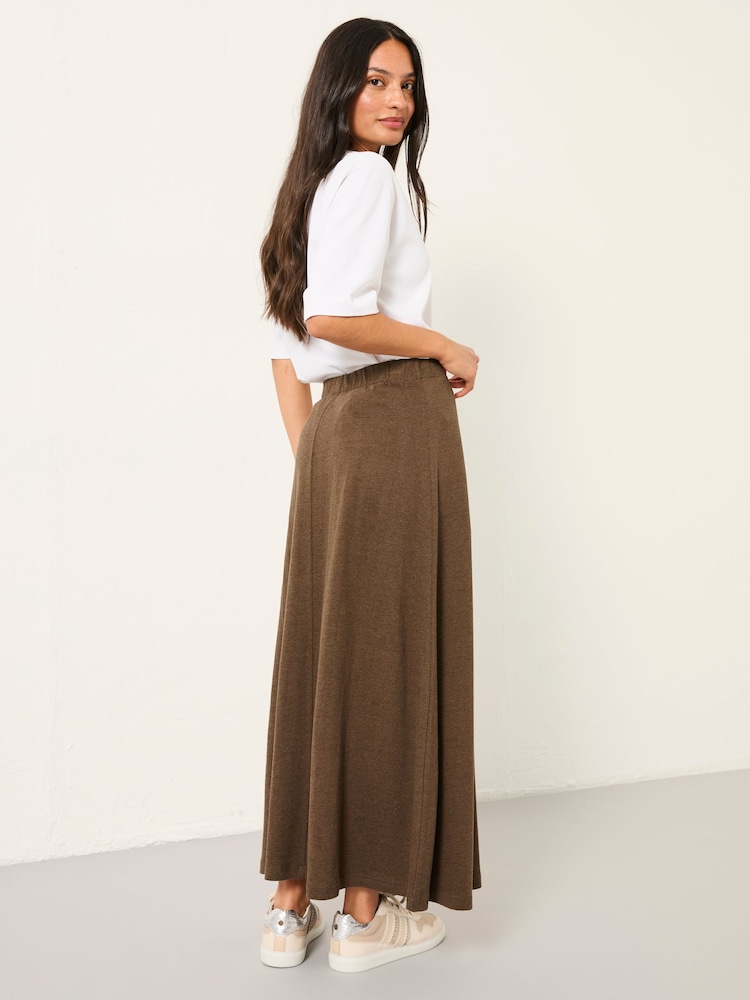Fat Face Kitty Chocolate Brown Jersey Midi Skirt