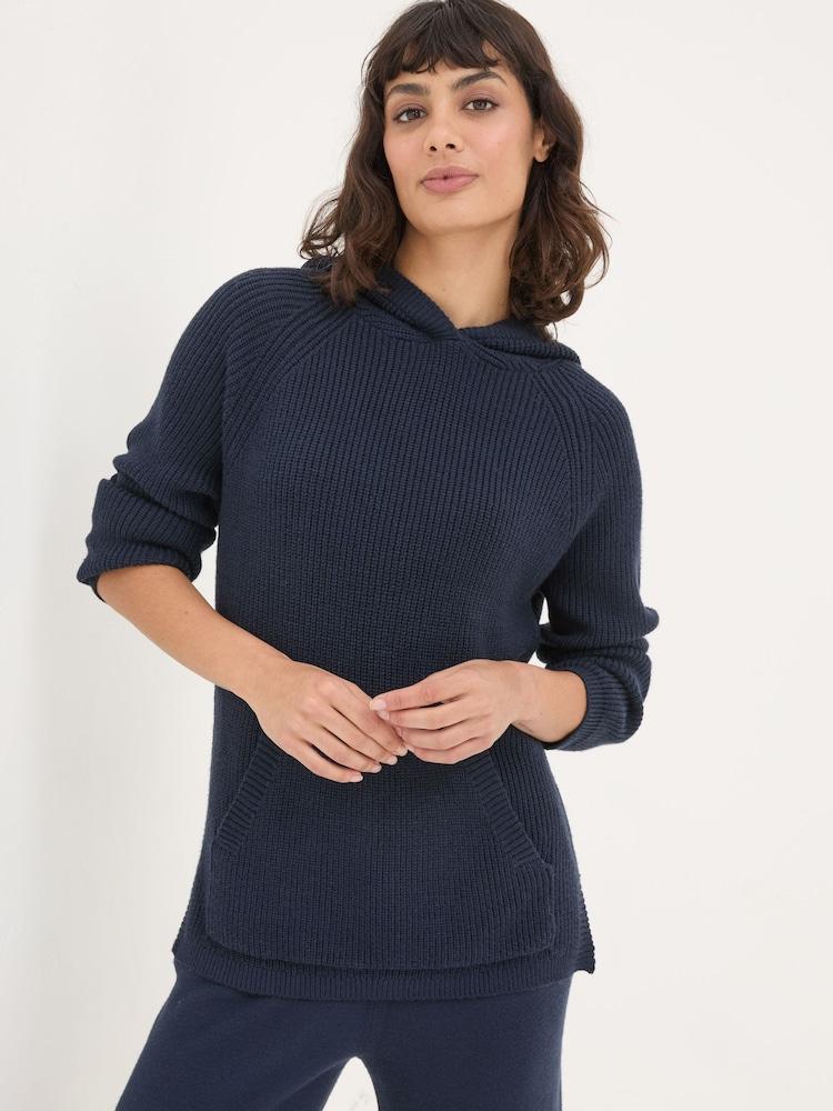 Fat Face Knitted Blue Navy Lounge Hoodie