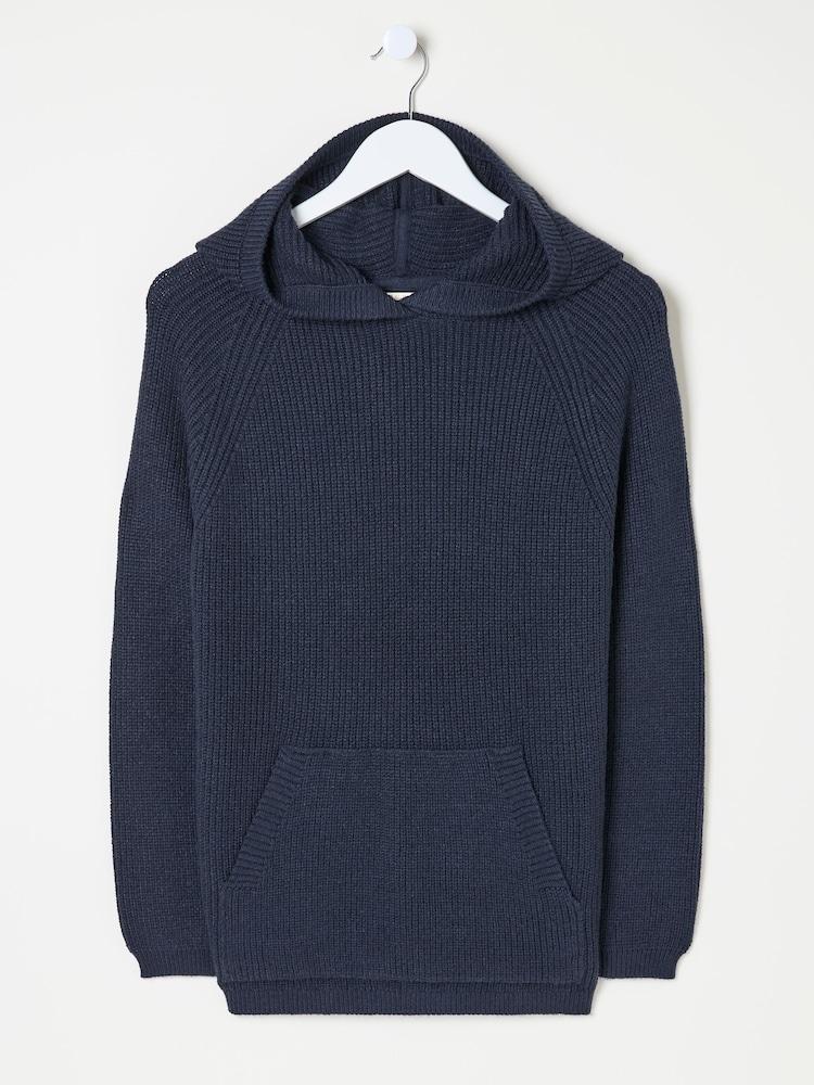 fat face Knitted Blue Navy Lounge Hoodie