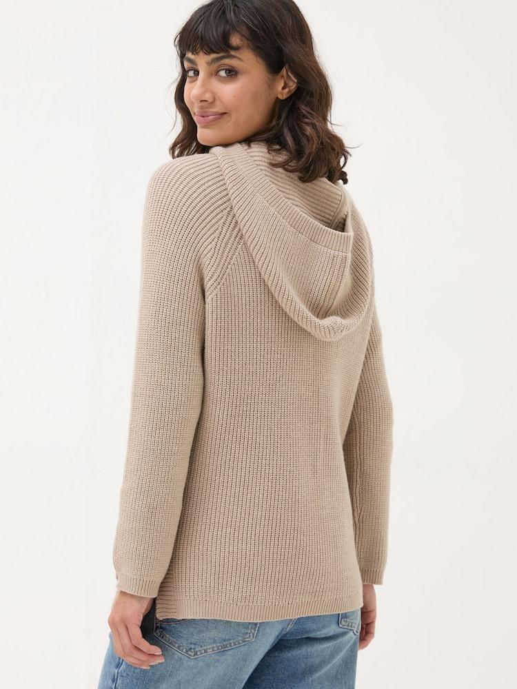 Fat Face Knitted Oatmeal Lounge Hoodie