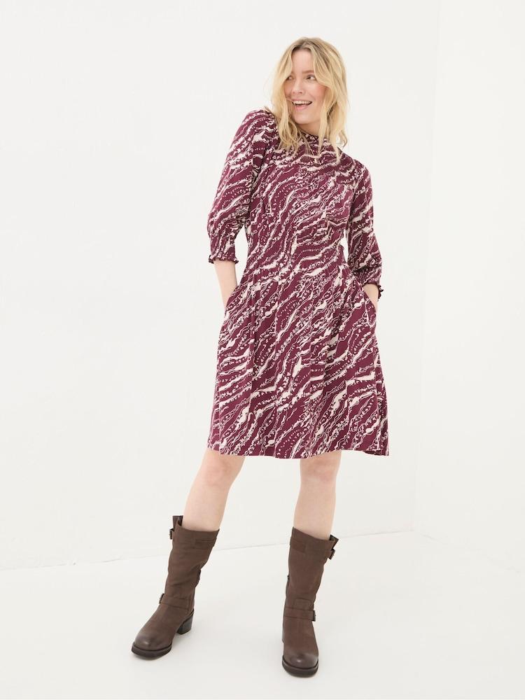 Fat Face Krishan Red Wild Terrain Jersey Dress