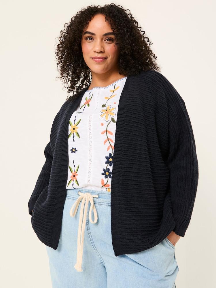 Fat Face Kya Navy Knitted Kimono Cardigan