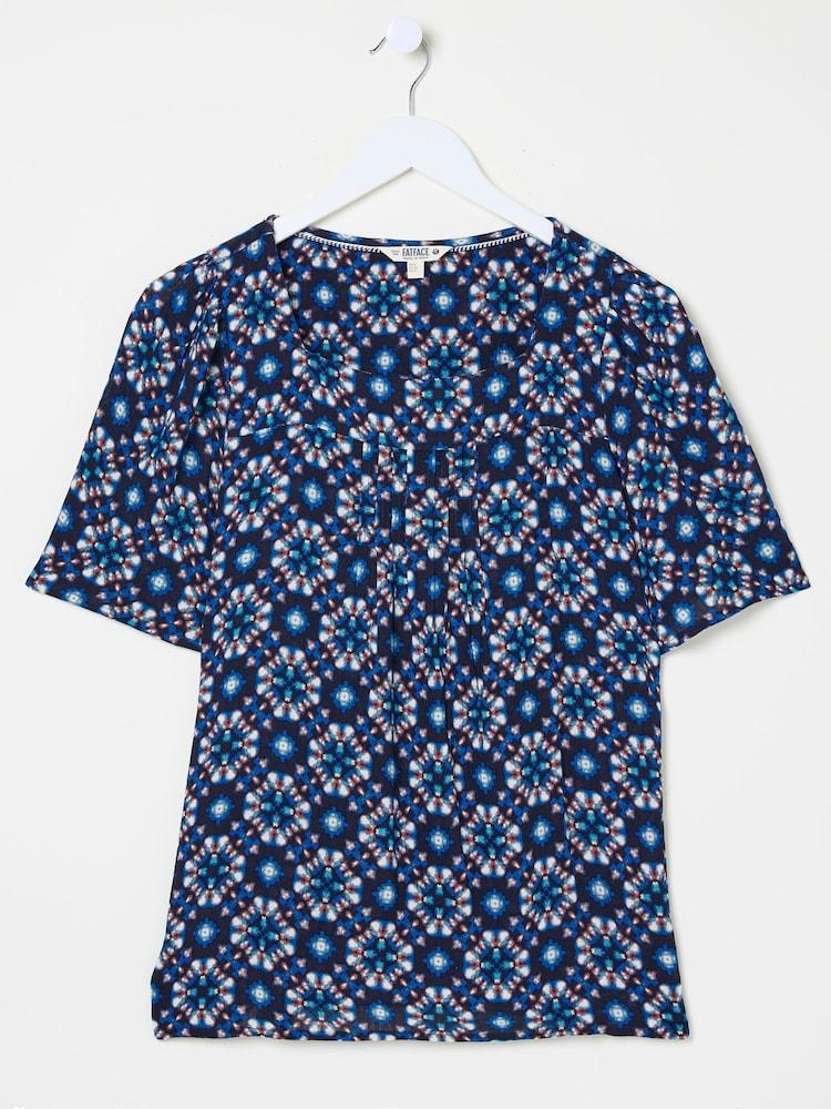 fat face Kyro Indigo Blue Batik Geo Blouse