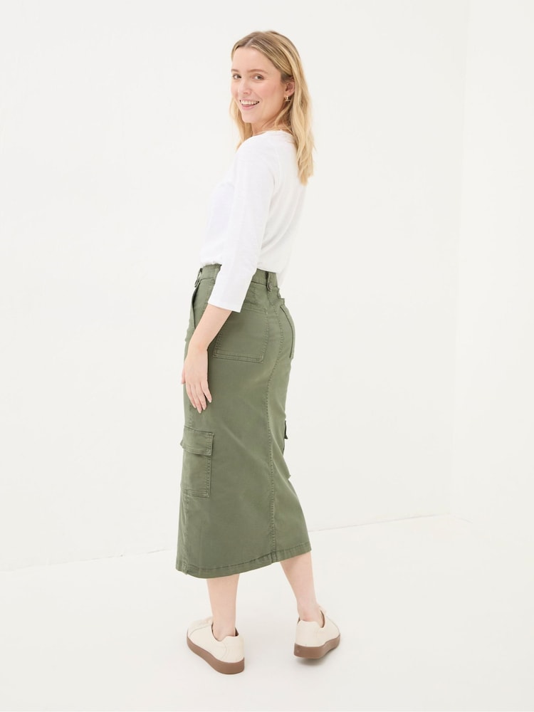 Fat Face Lara Green Cargo Midi Skirt
