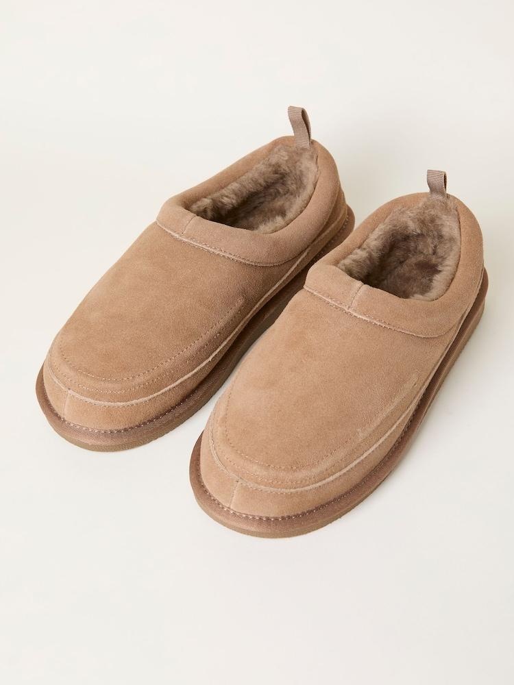 Fat Face Laura Mink Brown Suede Slipper