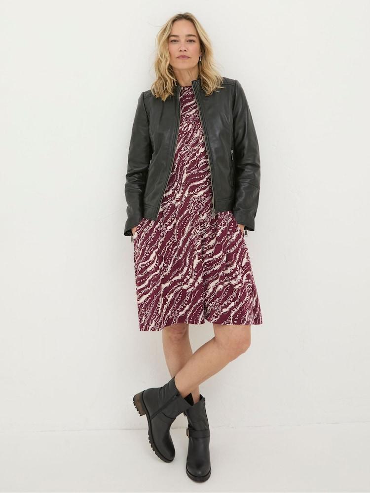 Fat Face Leanna Black Quilted Leather Jacket