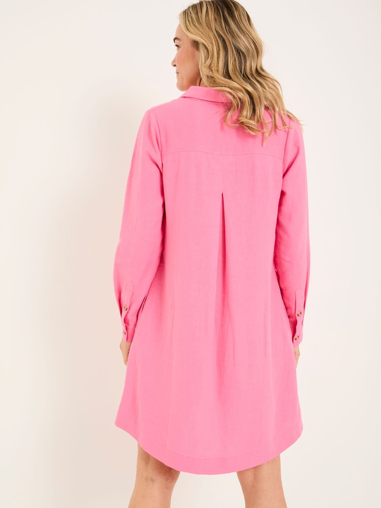 Fat Face Lena Mid Pink Linen Dress