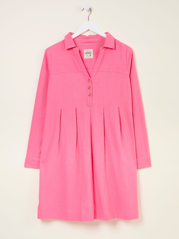 fat face Lena Mid Pink Linen Dress