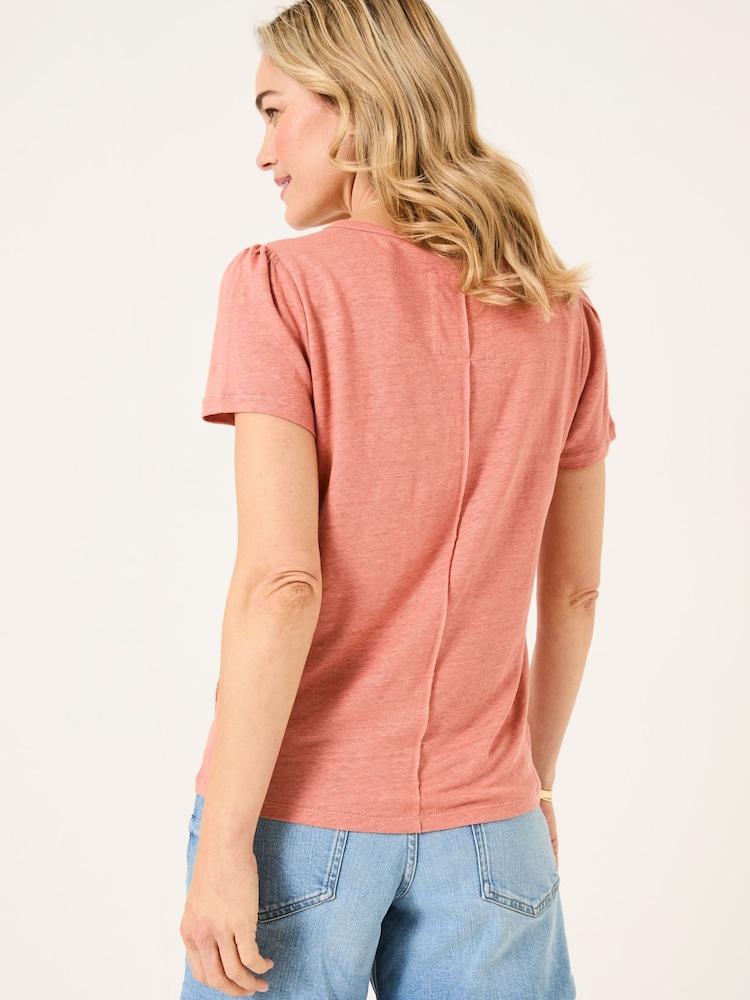 Fat Face Lena Rose Pink Linen Henley Top