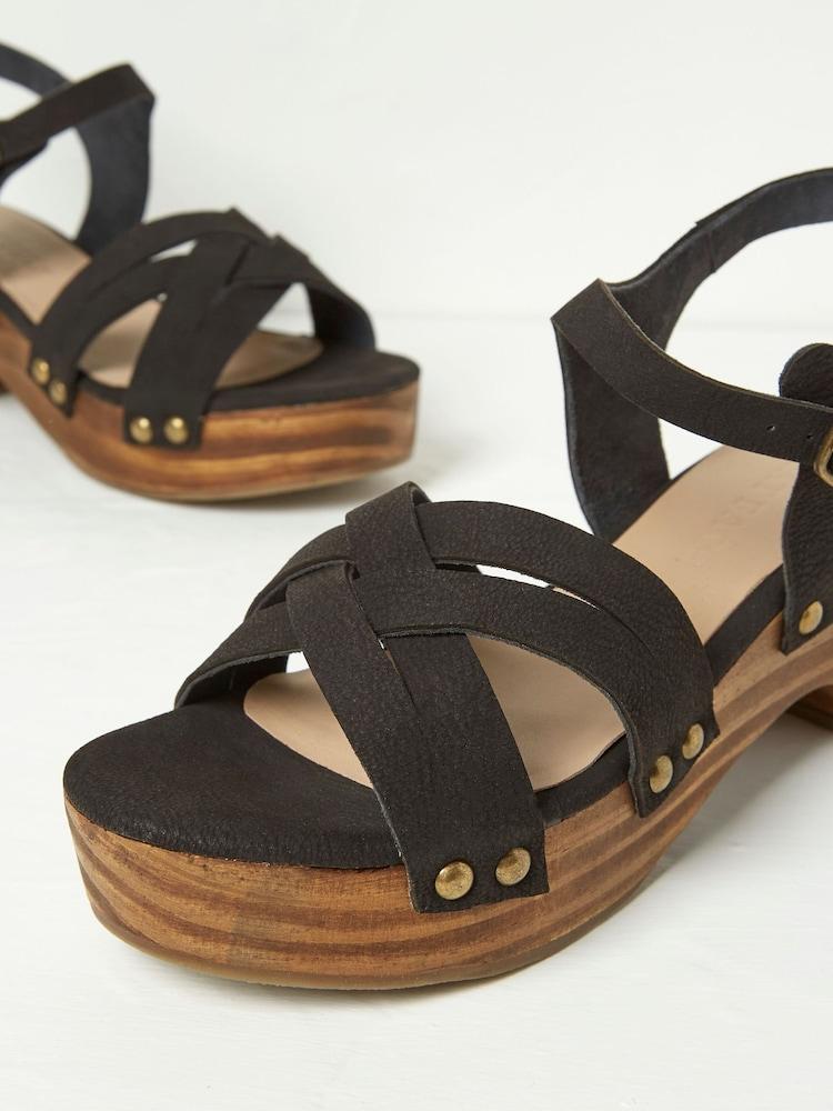 fat face Leoni Black Mid Heel Clogs