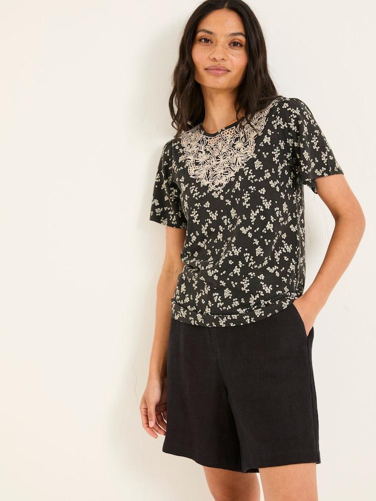 Fat Face Leoni Black Mono Ditsy T Shirt