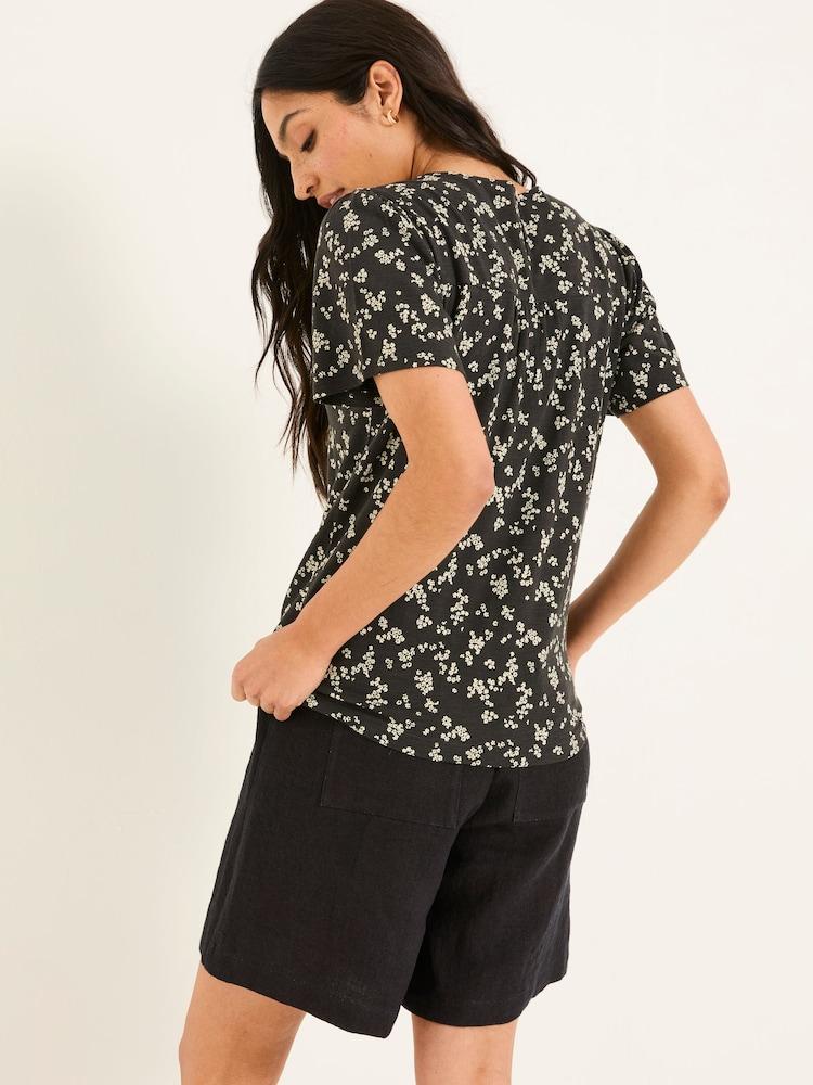 Fat Face Leoni Black Mono Ditsy T Shirt