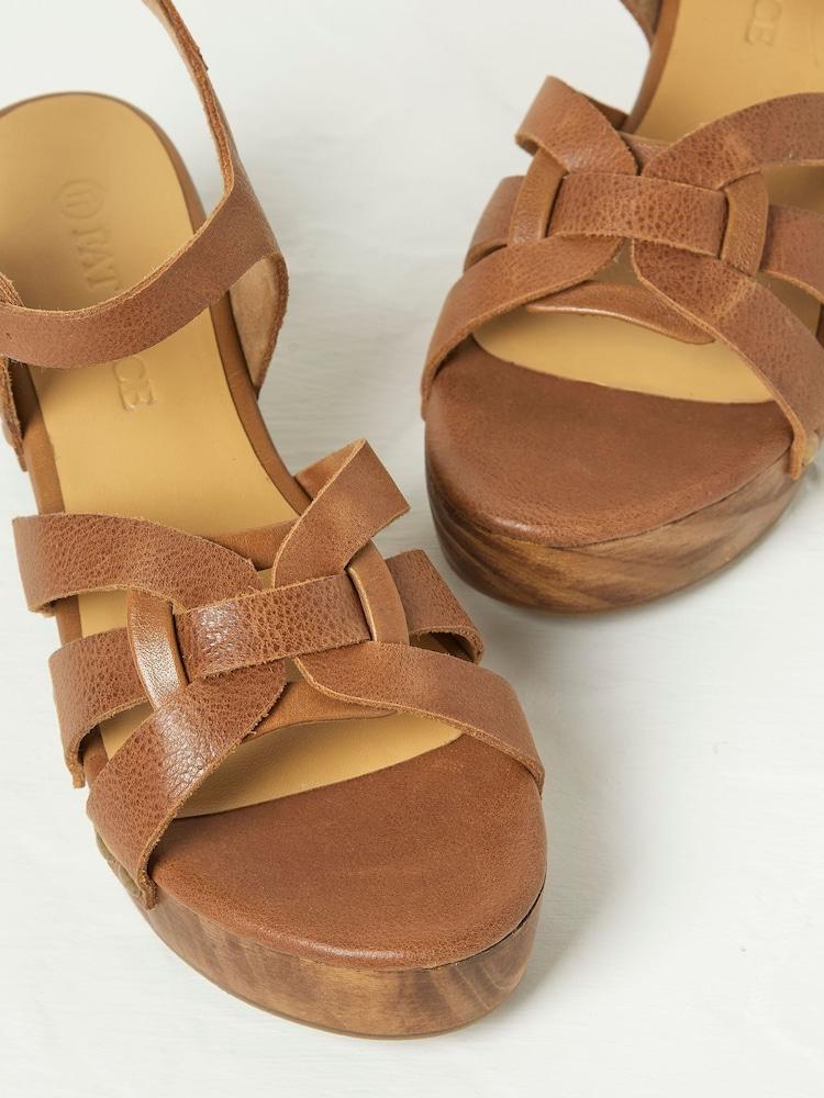 Fat Face Leoni Brown Mid Heel Clogs