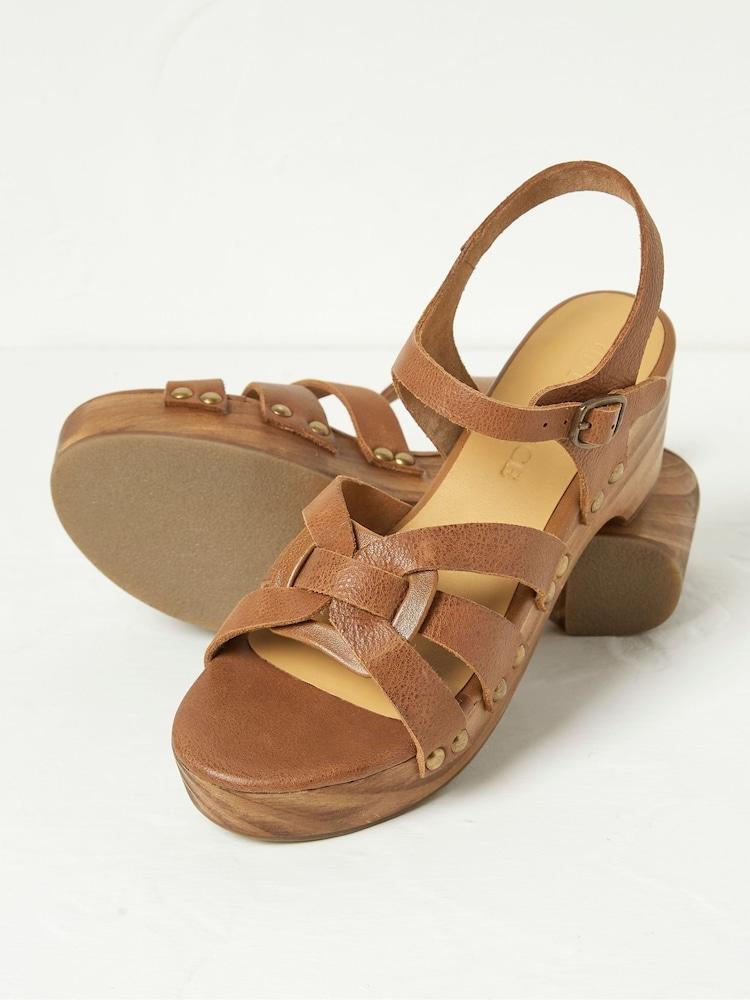 fat face Leoni Brown Mid Heel Clogs