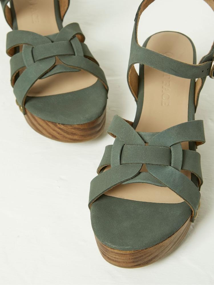 fat face Leoni Green Mid Heel Clogs