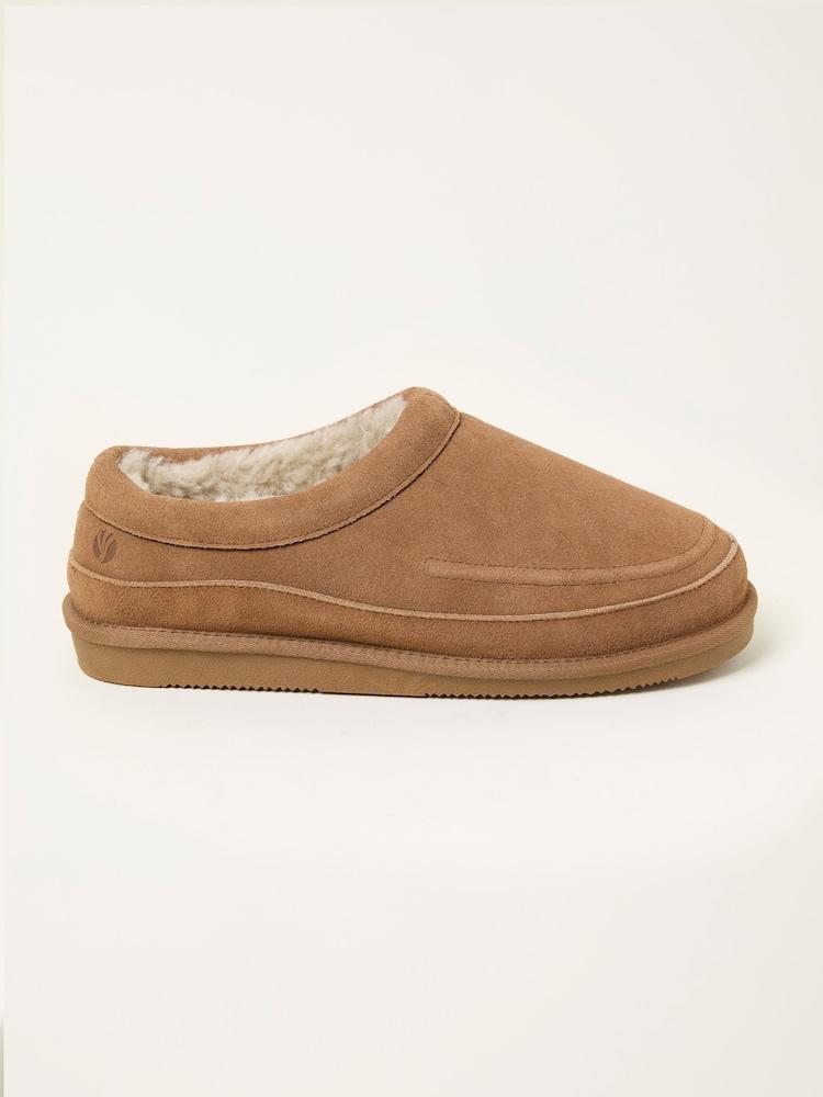 Fat Face Lewis Tan Brown Suede Mule