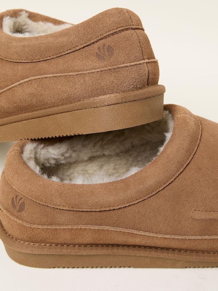 Fat Face Lewis Tan Brown Suede Mule