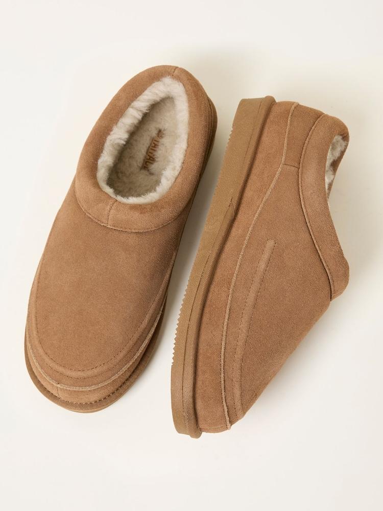fat face Lewis Tan Brown Suede Mule