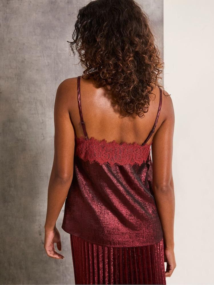 Fat Face Lia Dark Red Metallic Cami