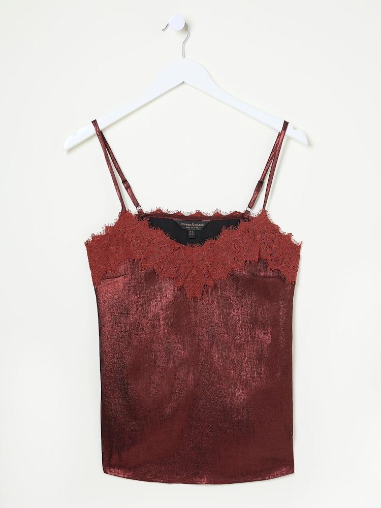 fat face Lia Dark Red Metallic Cami