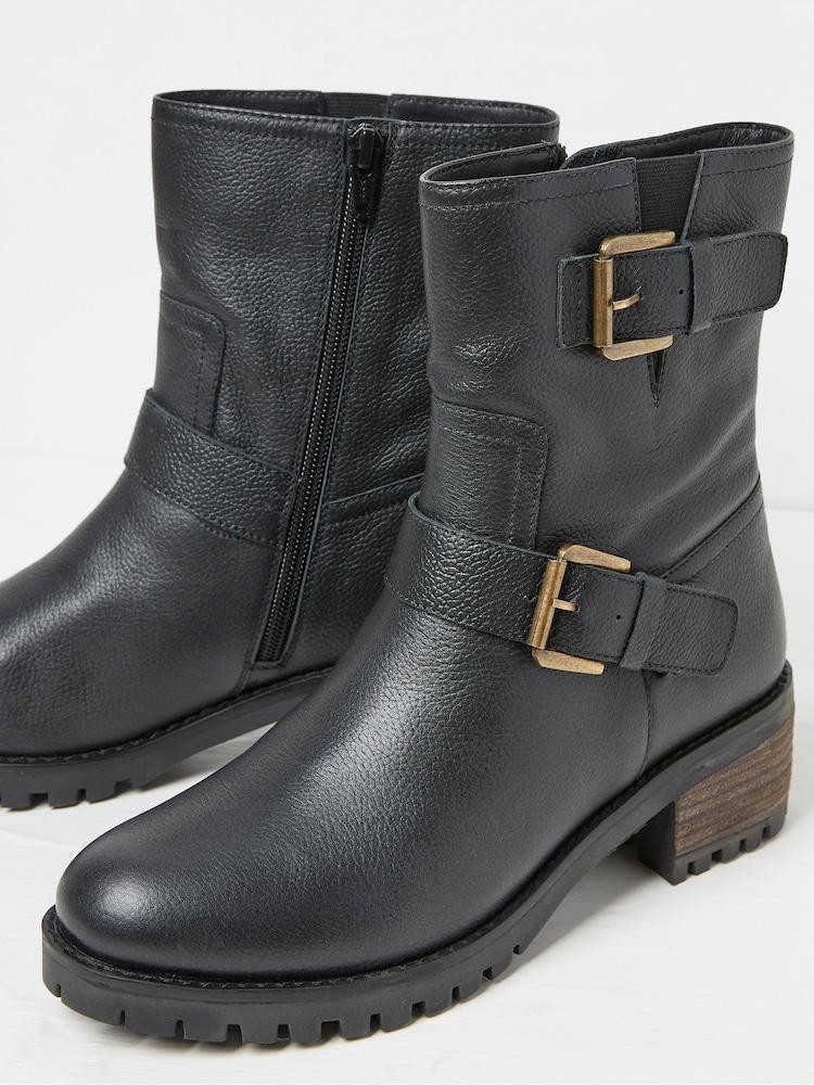 fat face Liberty Black Biker Boots