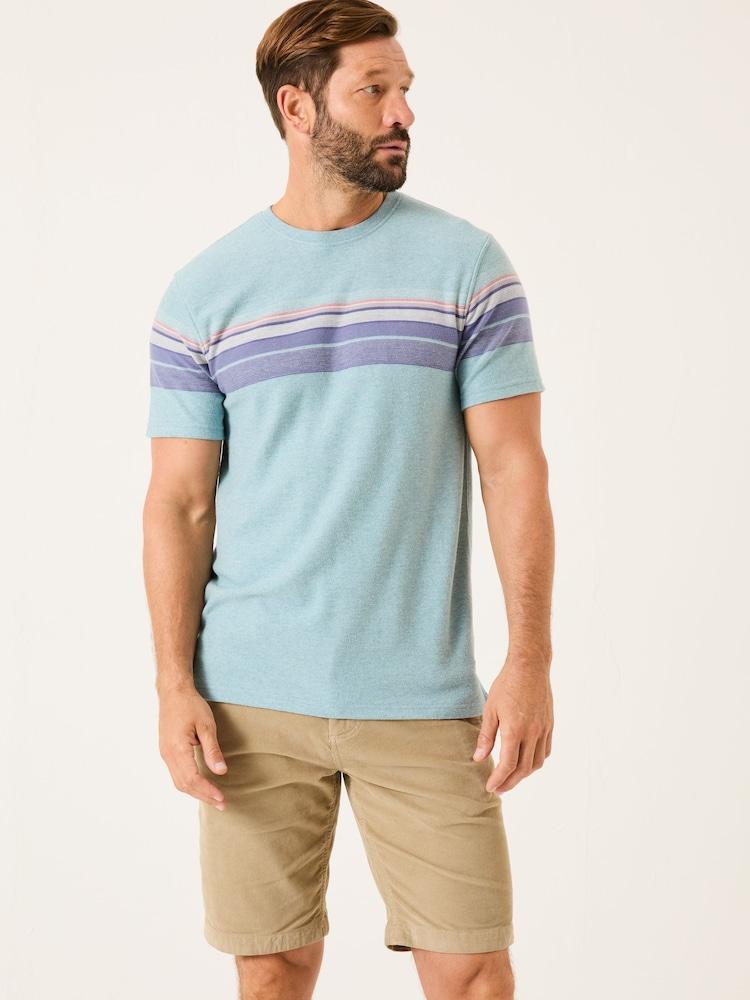 Fat Face Light Blue Jacquard Chest Stripe T Shirt