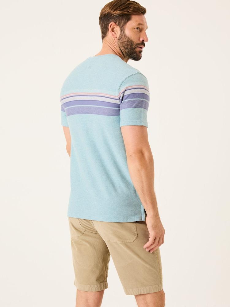 Fat Face Light Blue Jacquard Chest Stripe T Shirt
