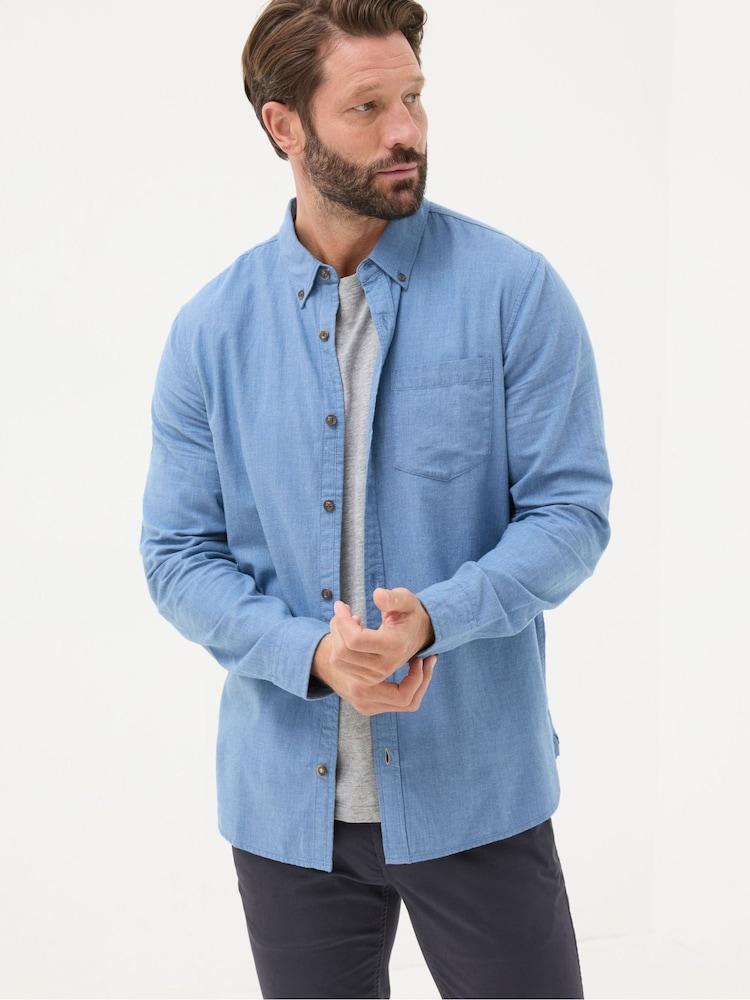 Fat Face Light Blue Long Sleeve Tadlow Shirt