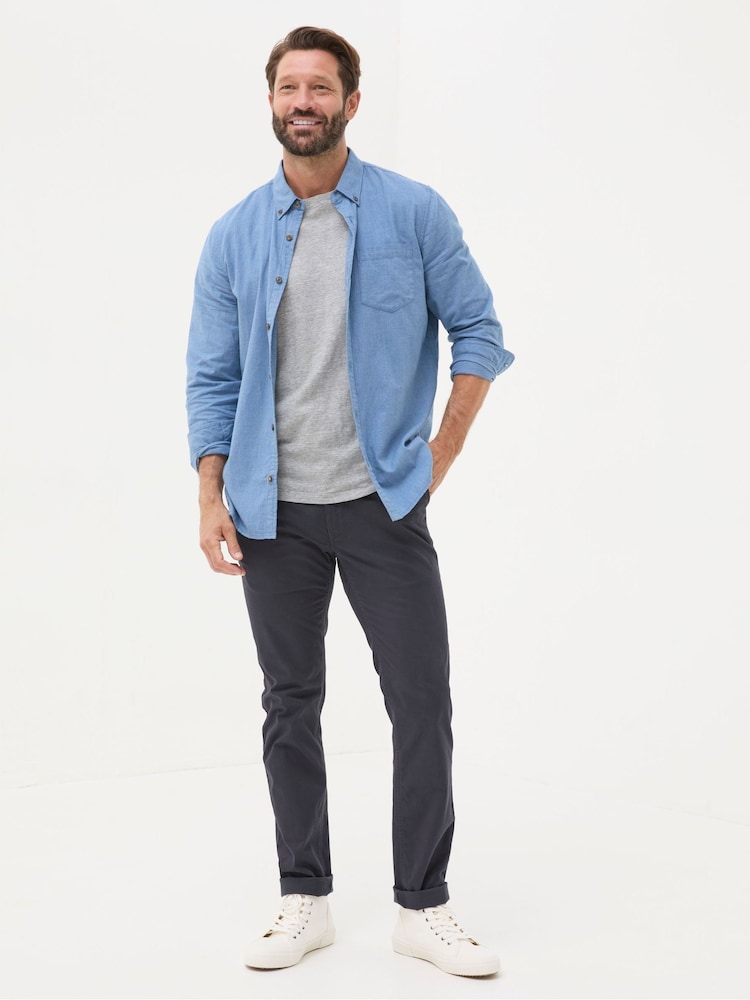 Fat Face Light Blue Long Sleeve Tadlow Shirt