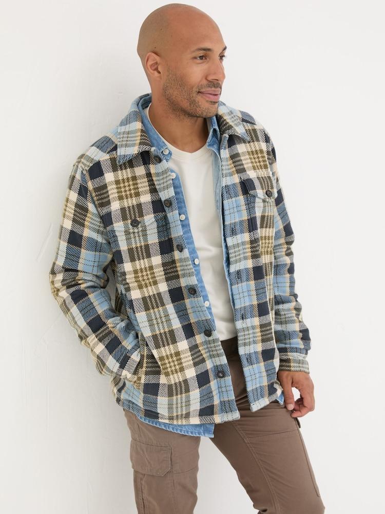 Fat Face Light Blue Ryton Check Overshirt