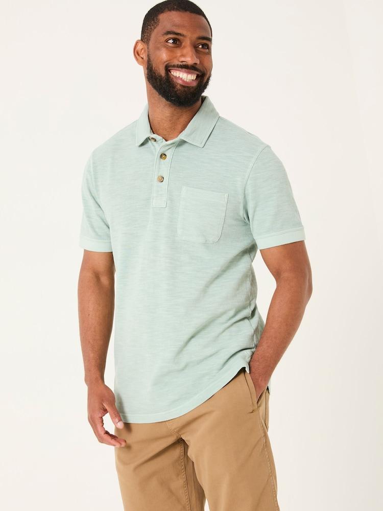 Fat Face Light Blue Short Sleeve Slub Pique Polo