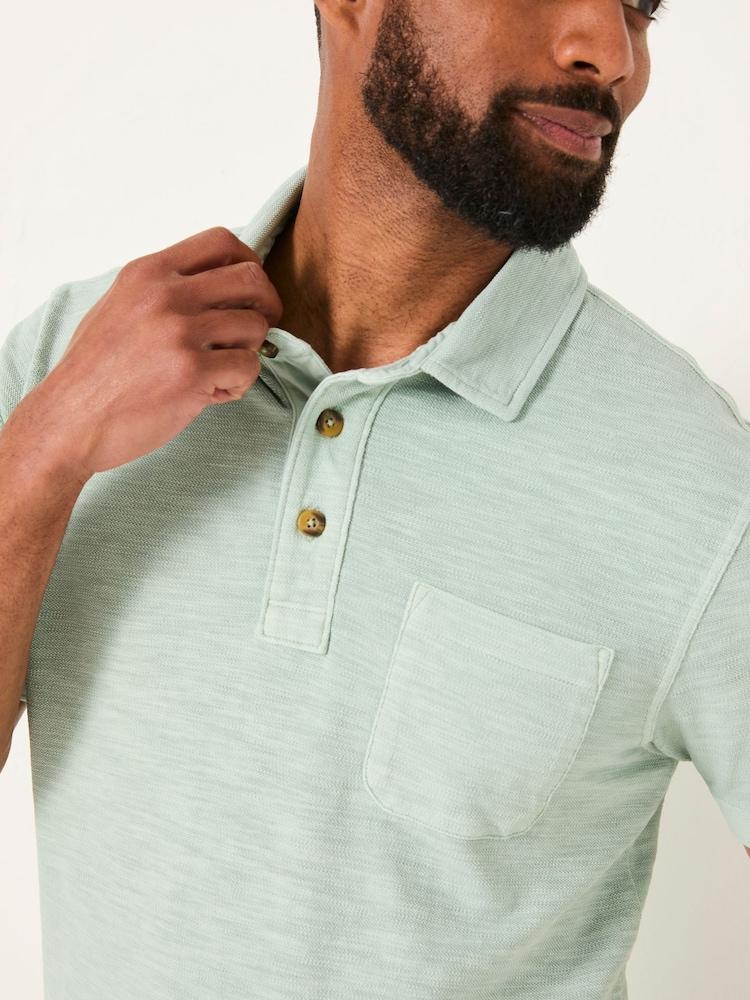 fat face Light Blue Short Sleeve Slub Pique Polo