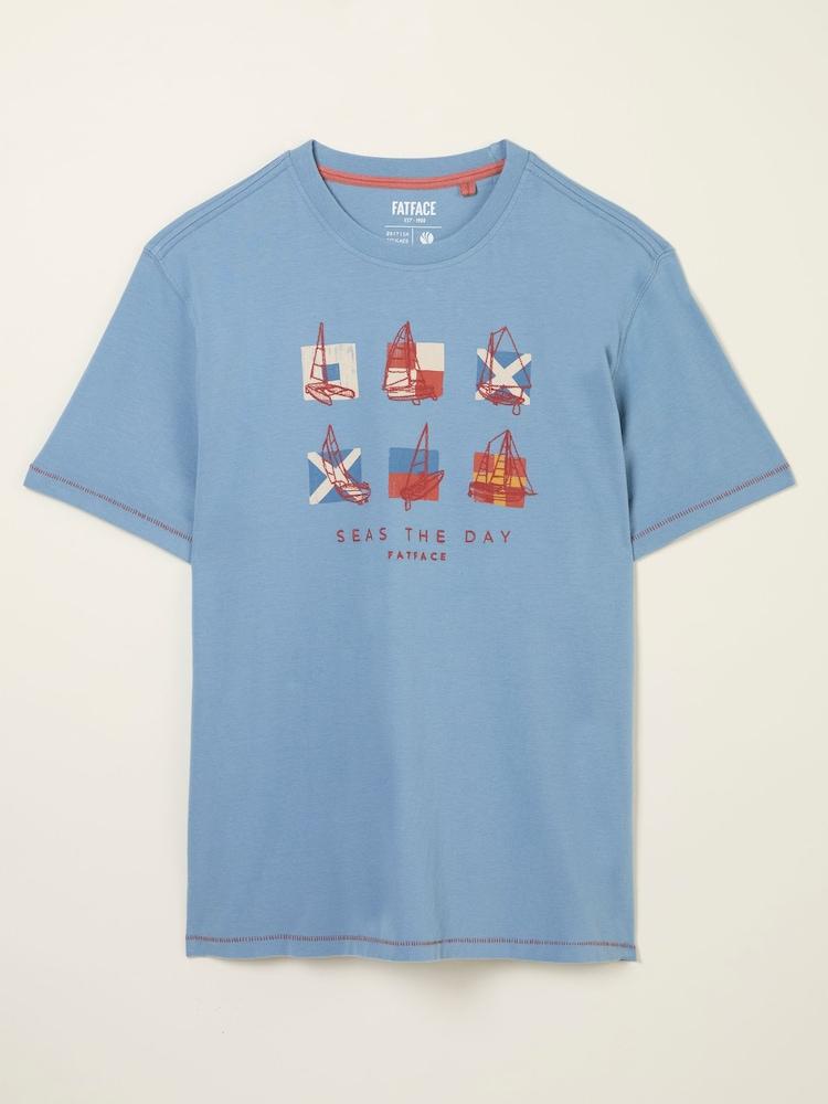 fat face Light Blue Summer Boats Tshirt