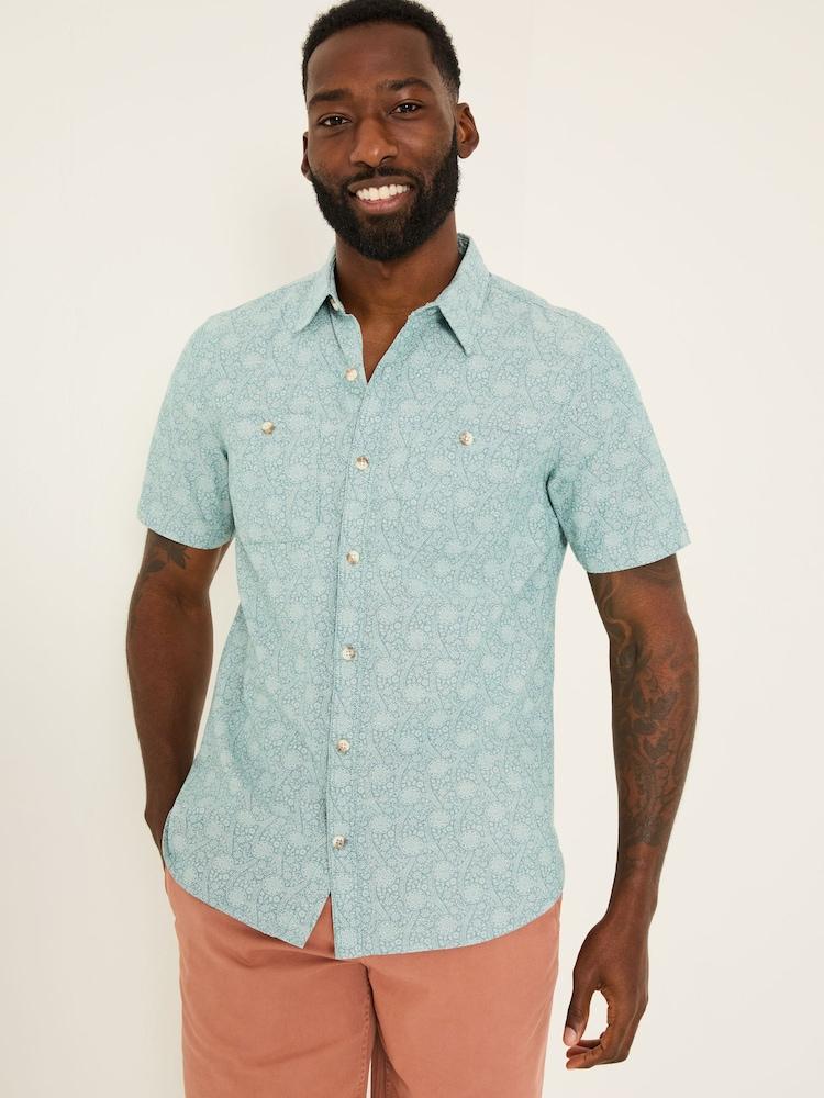 Fat Face Light Blue Tile Short Sleeve Shirt