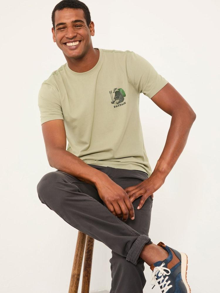 Fat Face Light Green Badger Hiker Graphic Tshirt