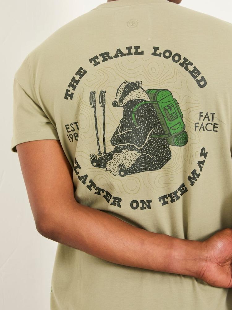 Fat Face Light Green Badger Hiker Graphic Tshirt