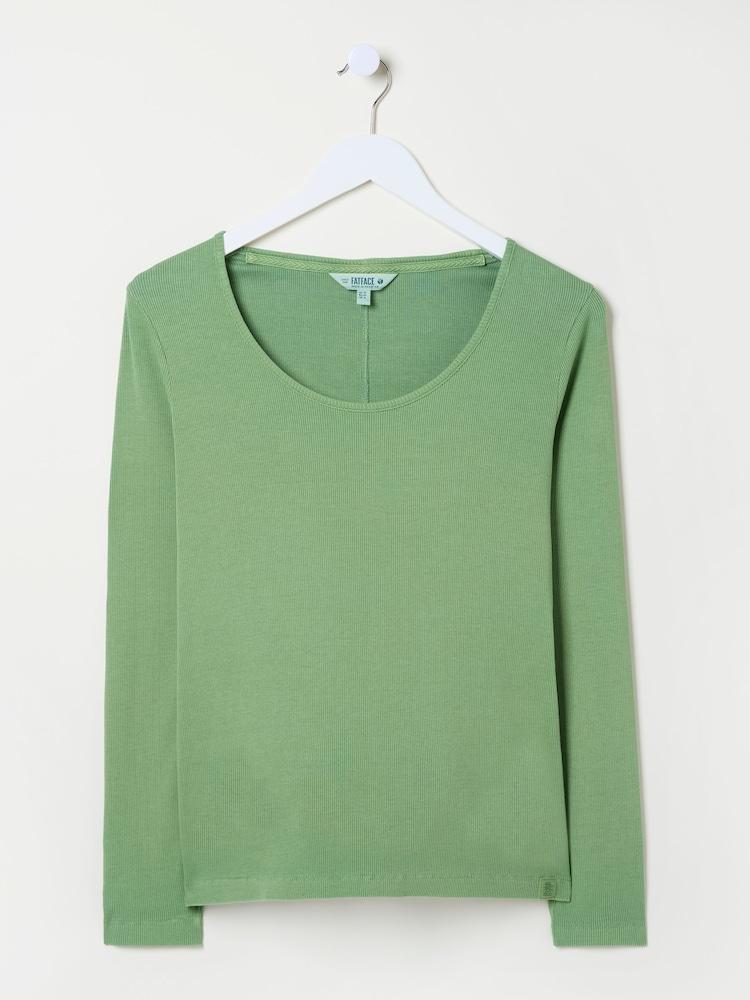 fat face Light Green Ribbed Scoop Neck Top