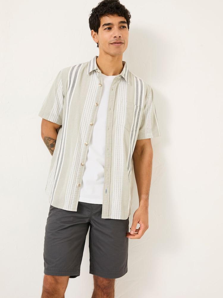 Fat Face Light Green Stripe Short Sleeve Shirt