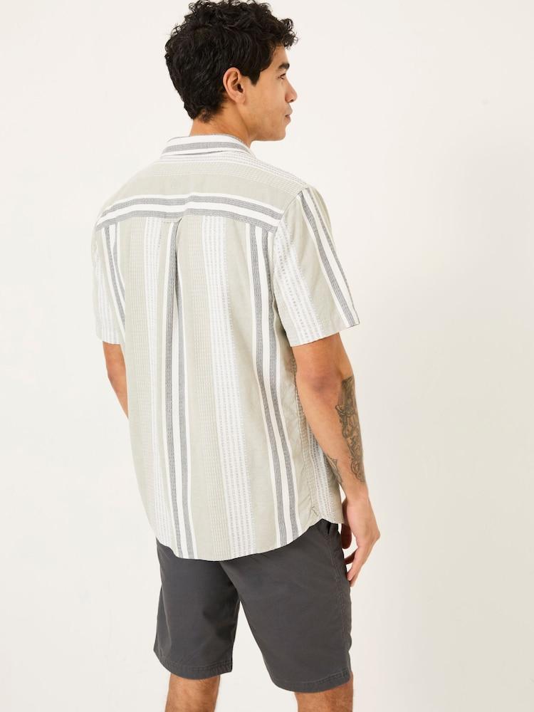 Fat Face Light Green Stripe Short Sleeve Shirt