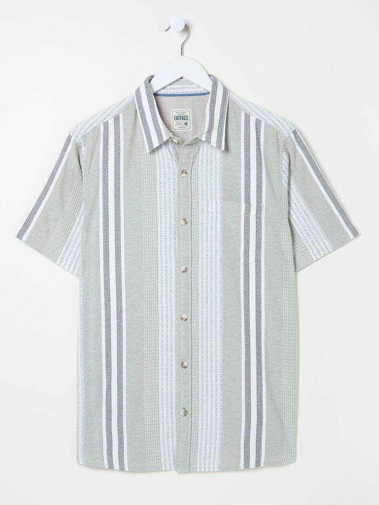 fat face Light Green Stripe Short Sleeve Shirt