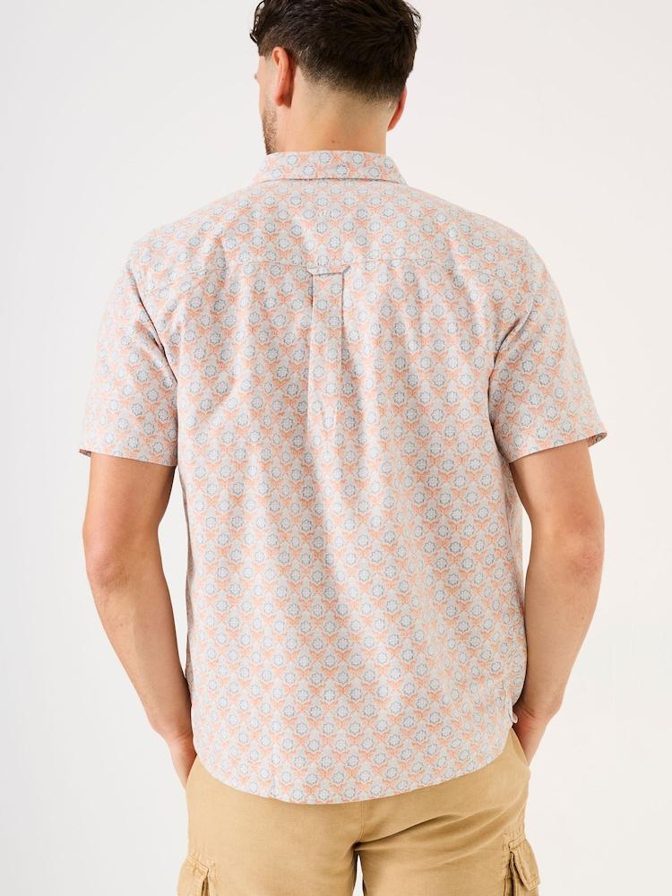 Fat Face Light Orange Geo Short Sleeve Shirt