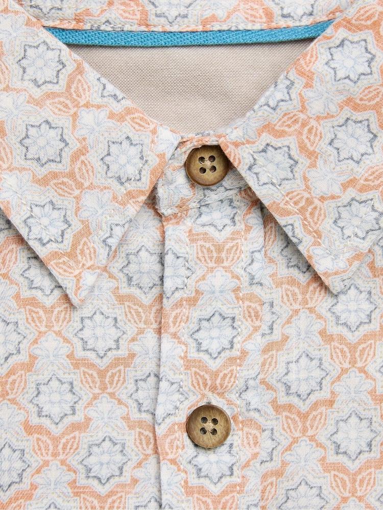 fat face Light Orange Geo Short Sleeve Shirt