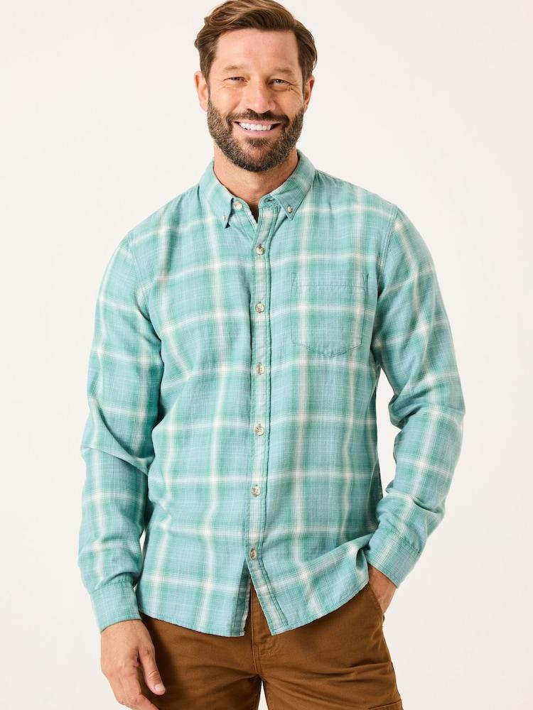 Fat Face Light Teal Long Sleeve Earl Check Shirt