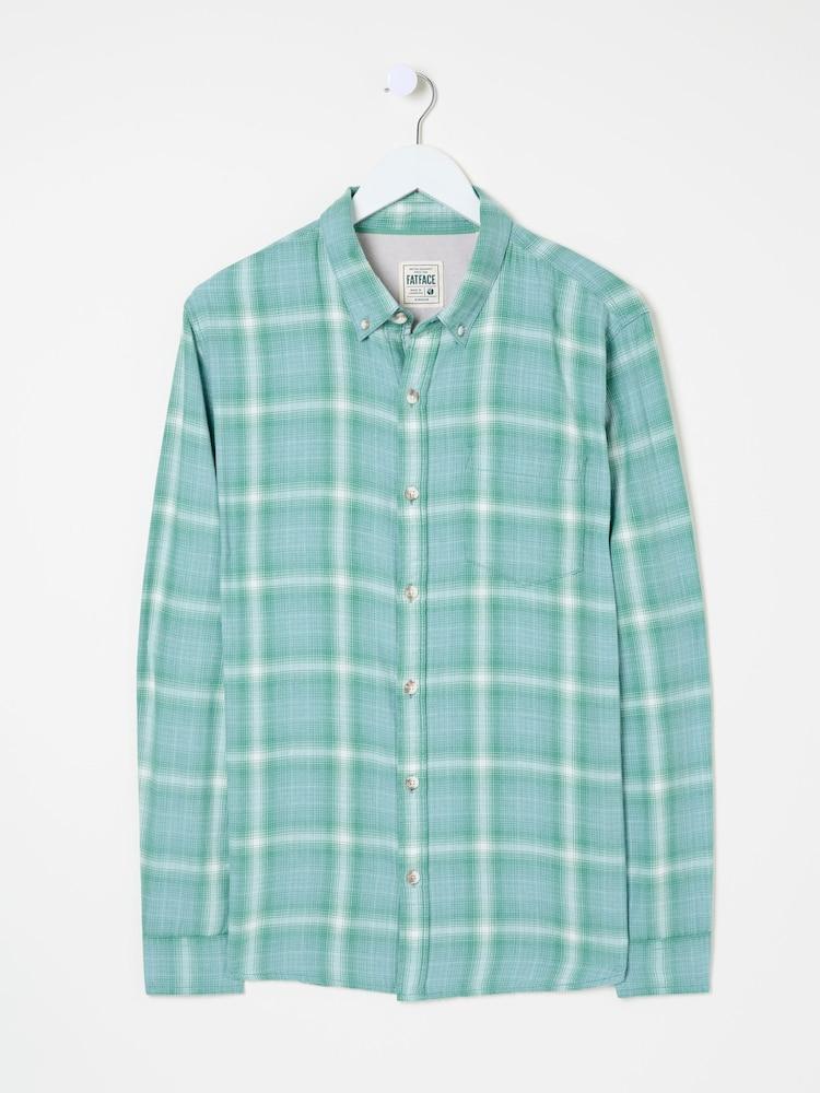 fat face Light Teal Long Sleeve Earl Check Shirt