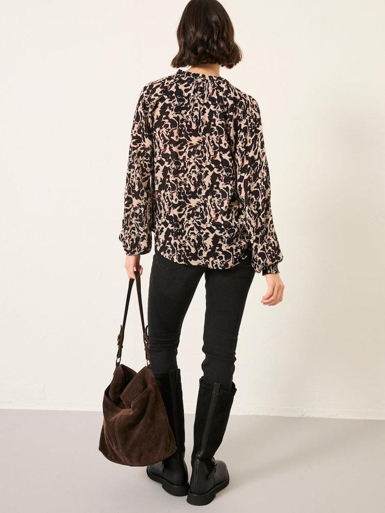 Fat Face Lil Black Animal Swirl Blouse