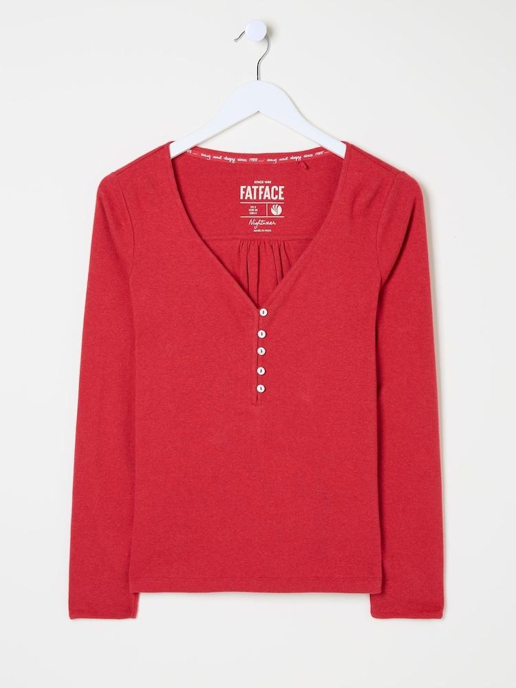 fat face Lila Red Henley Pyjama Top